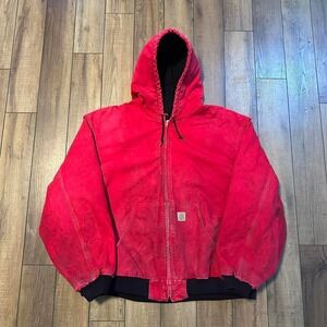 Vintage Carhartt j140 red hooded jacket coat size 4XL‎